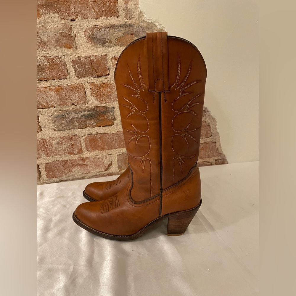 Frye Western Cowgirl Boots Brown Leather Women’s Size 8.5 B.